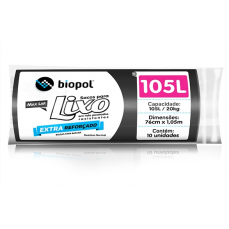 SACO DE LIXO PRETO EXTRA REFORÇADO 105L C/ 10UN - BIOPOL