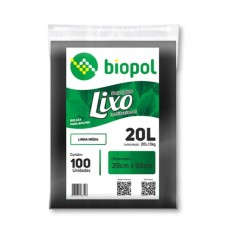 SACO DE LIXO PRETO INST MEDIA 20L C/100UN - BIOPOL